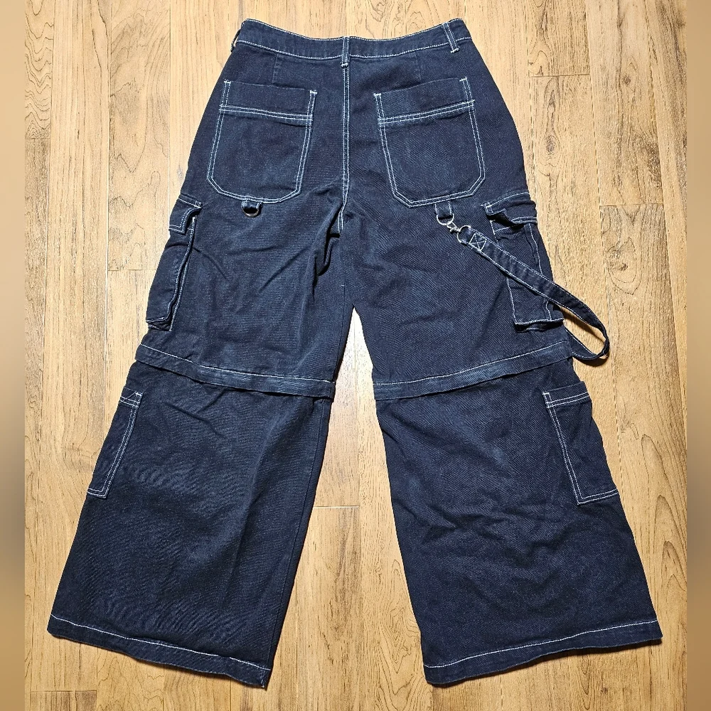 Black Cargo Pants with White Stitching - Picture 3 of 14